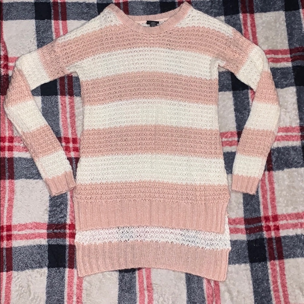 Rue21 Long Pink and Cream Sweater
